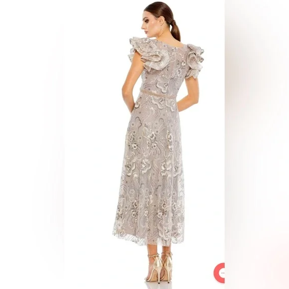 Embellished ruffled cap sleeve midi dress - Picture 2 of 3